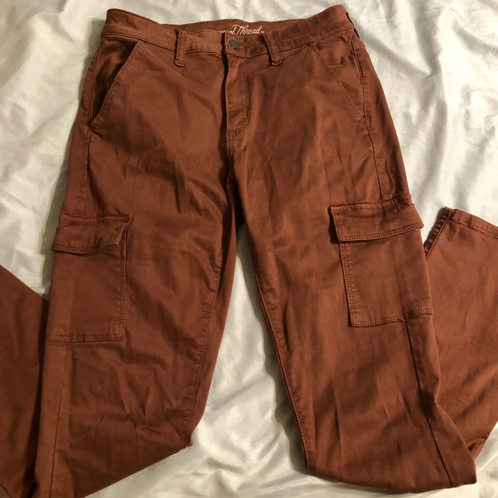 High rise cargo skinny jeans